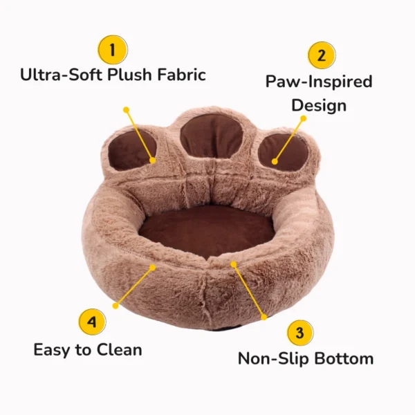 Paw-Shaped Plush Pet Bed - Image 5