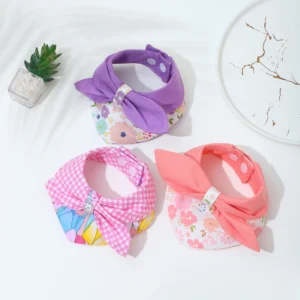 Adorable Floral Cat Bandana with Bow