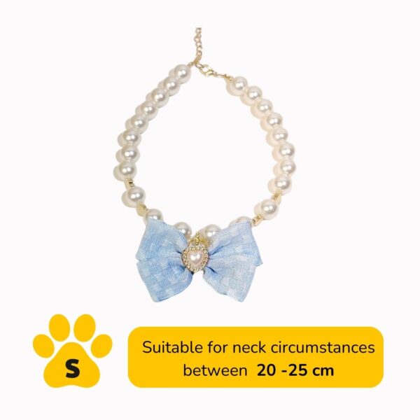Pet Pearl Gem Bow Collar Necklace - Image 3