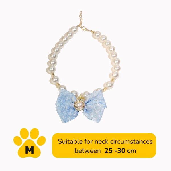 Pet Pearl Gem Bow Collar Necklace - Image 4