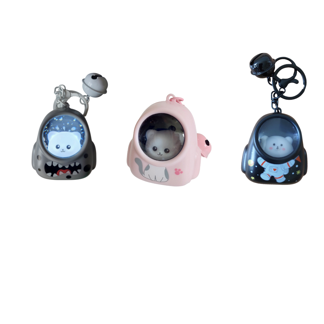 Cute Kitten keychain Glowing Night Light for Bag Pendant